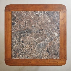 French 1940's Fluted Cerused Oak Entryway or Display Table with Marble Inlay