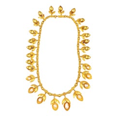 Antique French Etruscan Gold and Natural Pearl Necklace