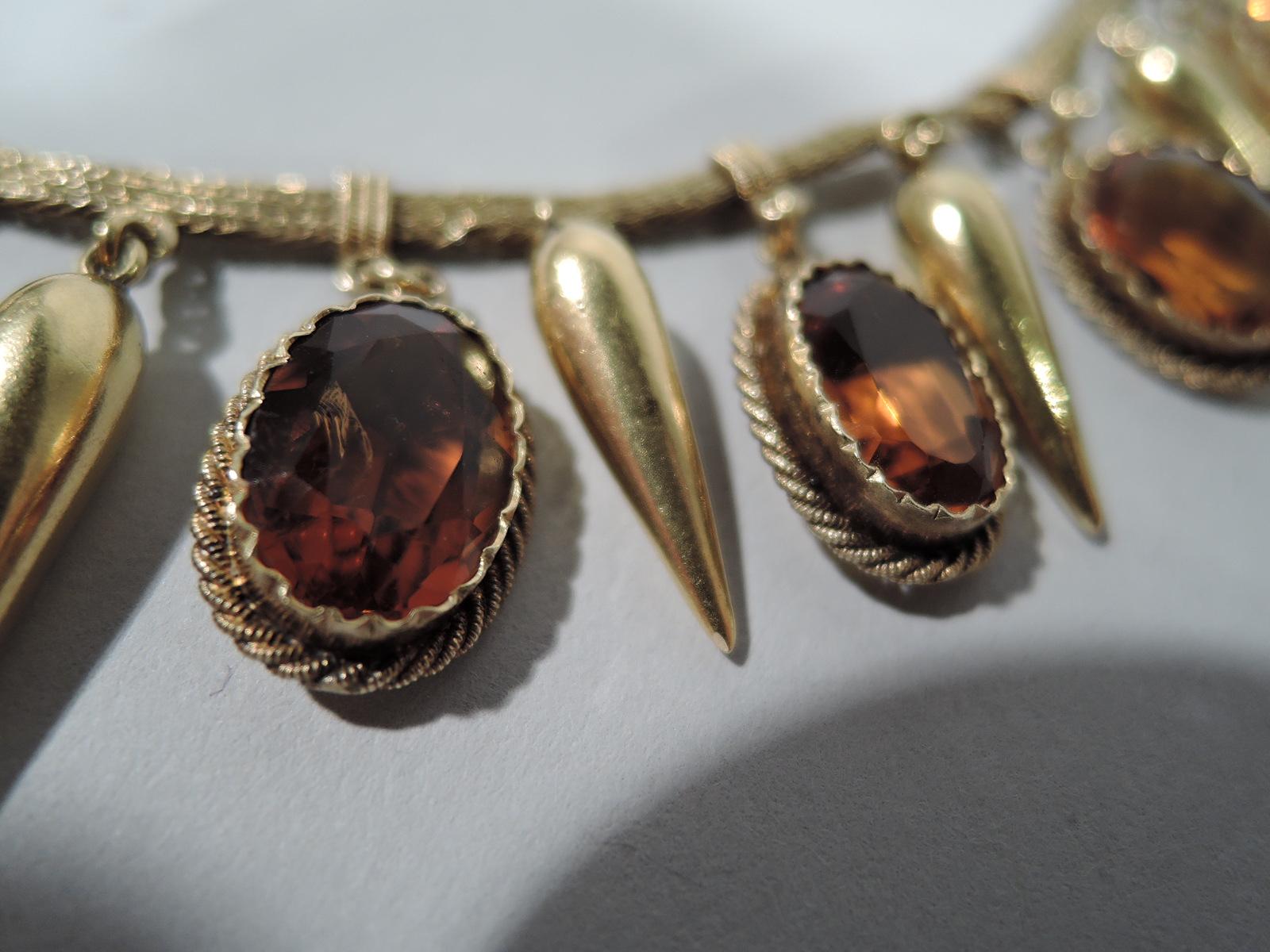 Women's Antique French Etruscan Revival Citrine and 18 Karat Gold Necklace