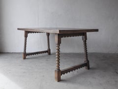 Antique French European Scallop Edge Dining Table