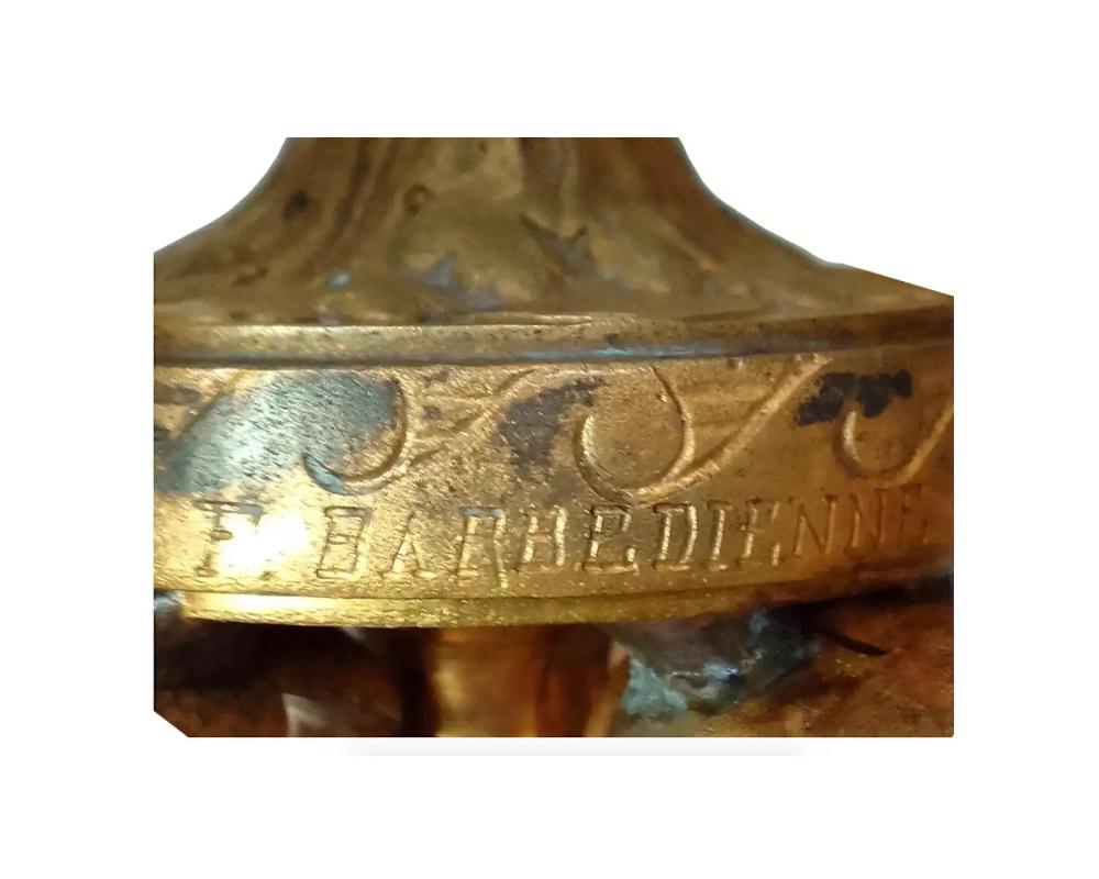 Bronze doré Centre de table français ancien F. Barbedienne en bronze doré et cristal en vente