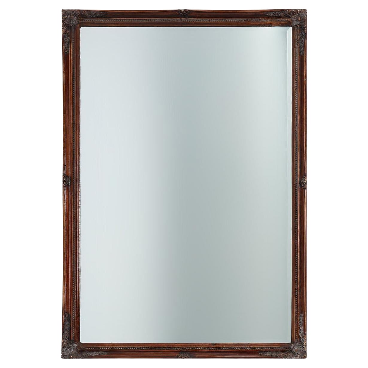 Antique French Facet-Cut Mirror in Carved Wood, circa 1850 For Sale