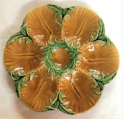 Antique French Faience Art Nouveau Oyster Plate by "Luneville, ", circa 1900