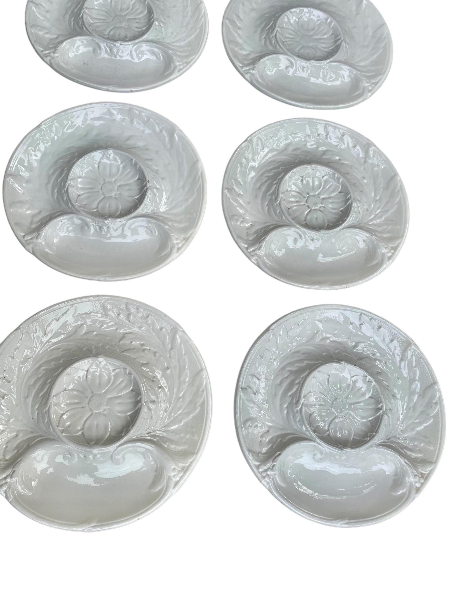Rustic Antique French Faience Artichoke Plates, Set of Ten For Sale