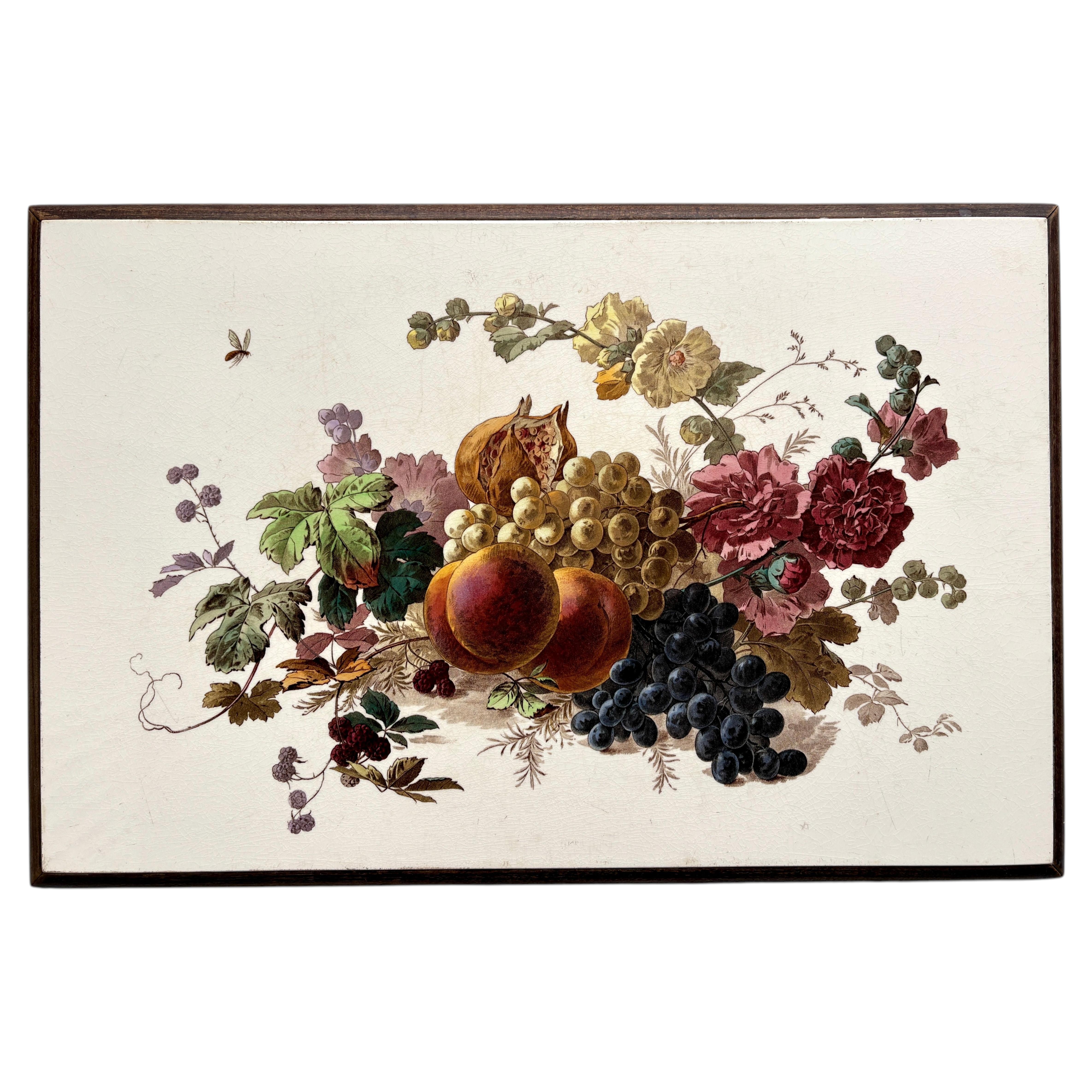 Antique French Faience Ceramic Tray / Wall Plaque, Circa 1870 For Sale