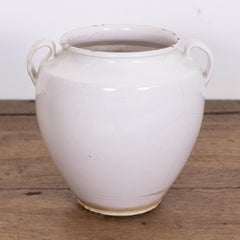 Antique French Faience Confit Pot or Egg Pot with White Glaze