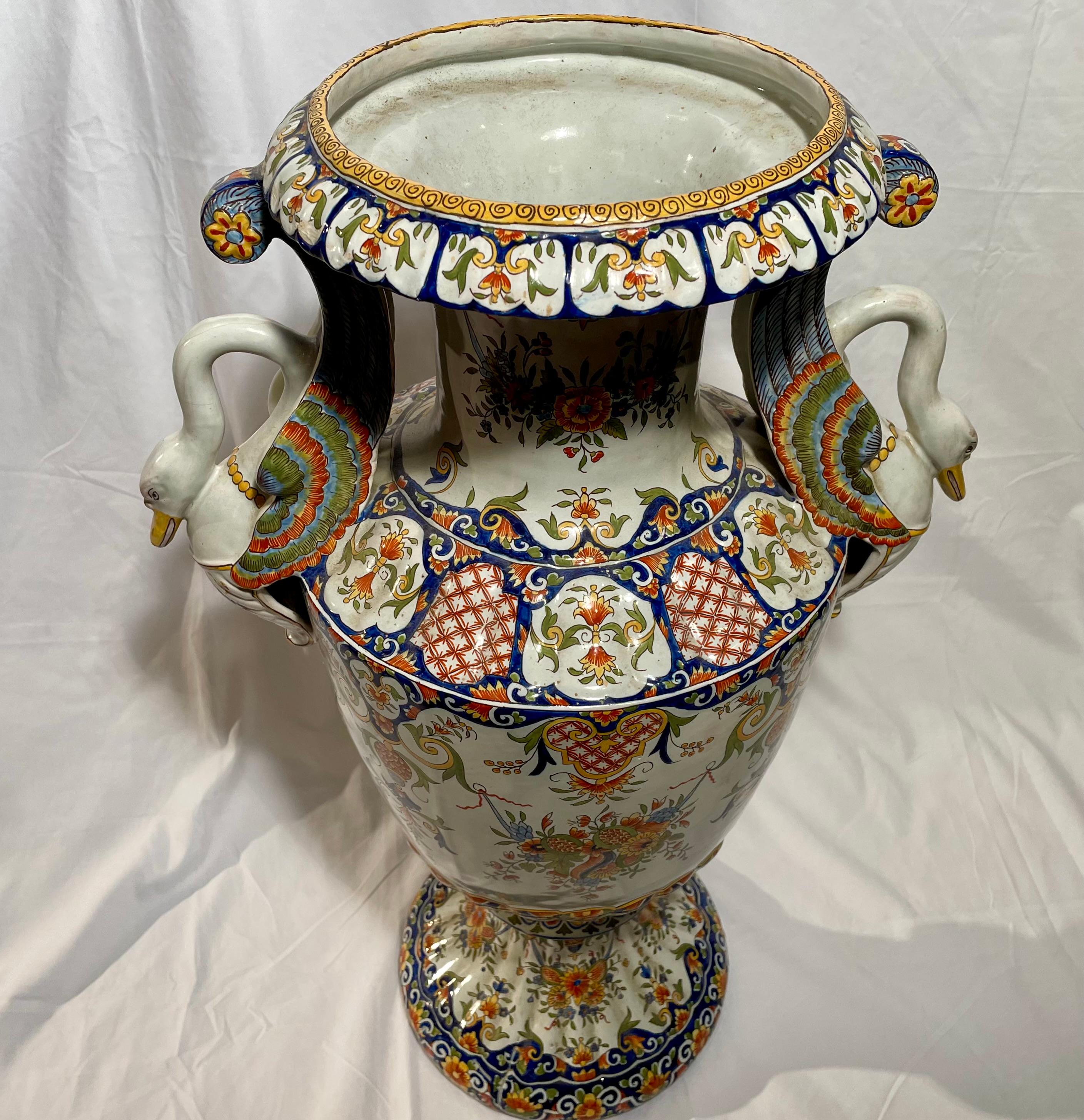 Antique French Faience Enameled Urn, circa 1900-1910 For Sale 2