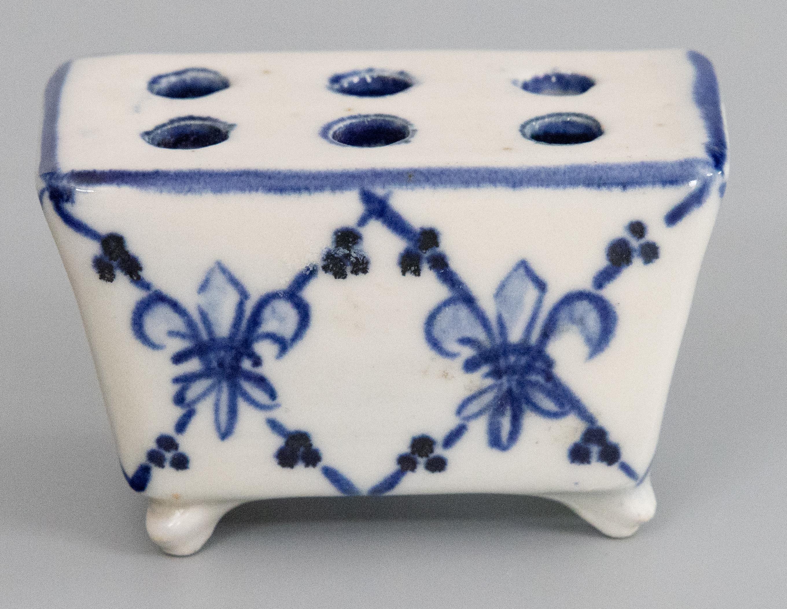 Hand-Painted Antique French Faience Flower Brick