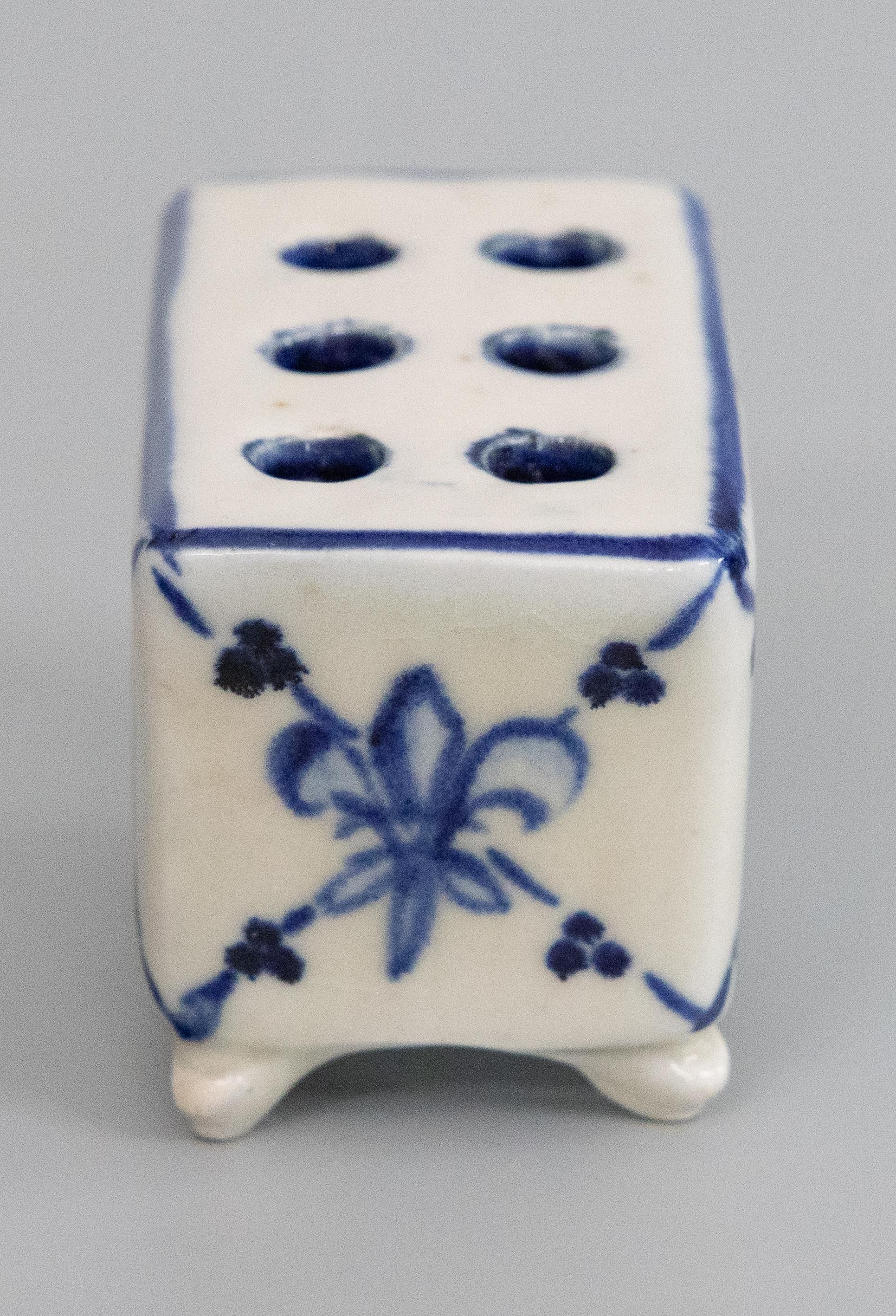Antique French Faience Flower Brick In Good Condition In Pearland, TX
