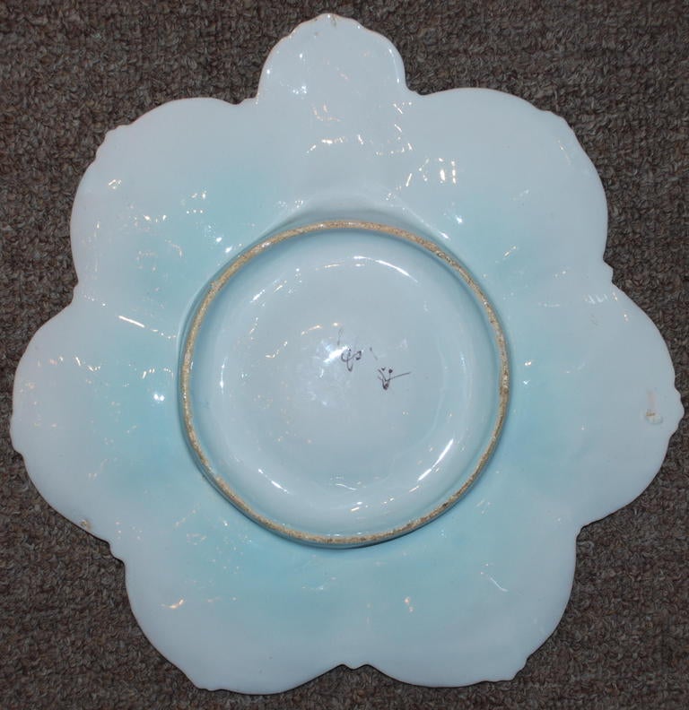 Antique French Faience Oyster Plate, signed St. Clement Co., circa 1890-1900 In Excellent Condition In New Orleans, LA