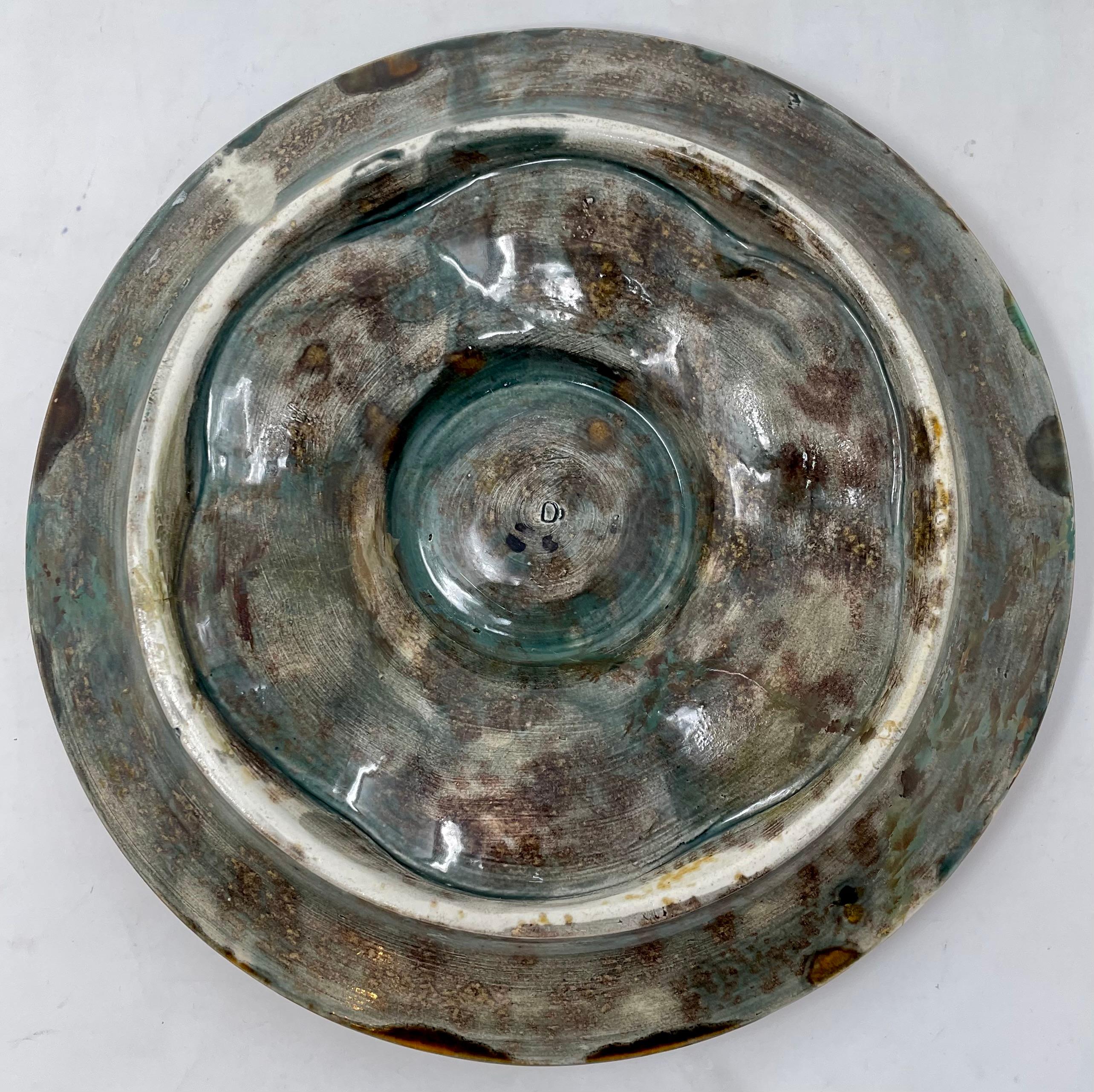 19th Century Antique French Faience Palissy Porcelain Fish-Head Oyster Plate, circa 1890
