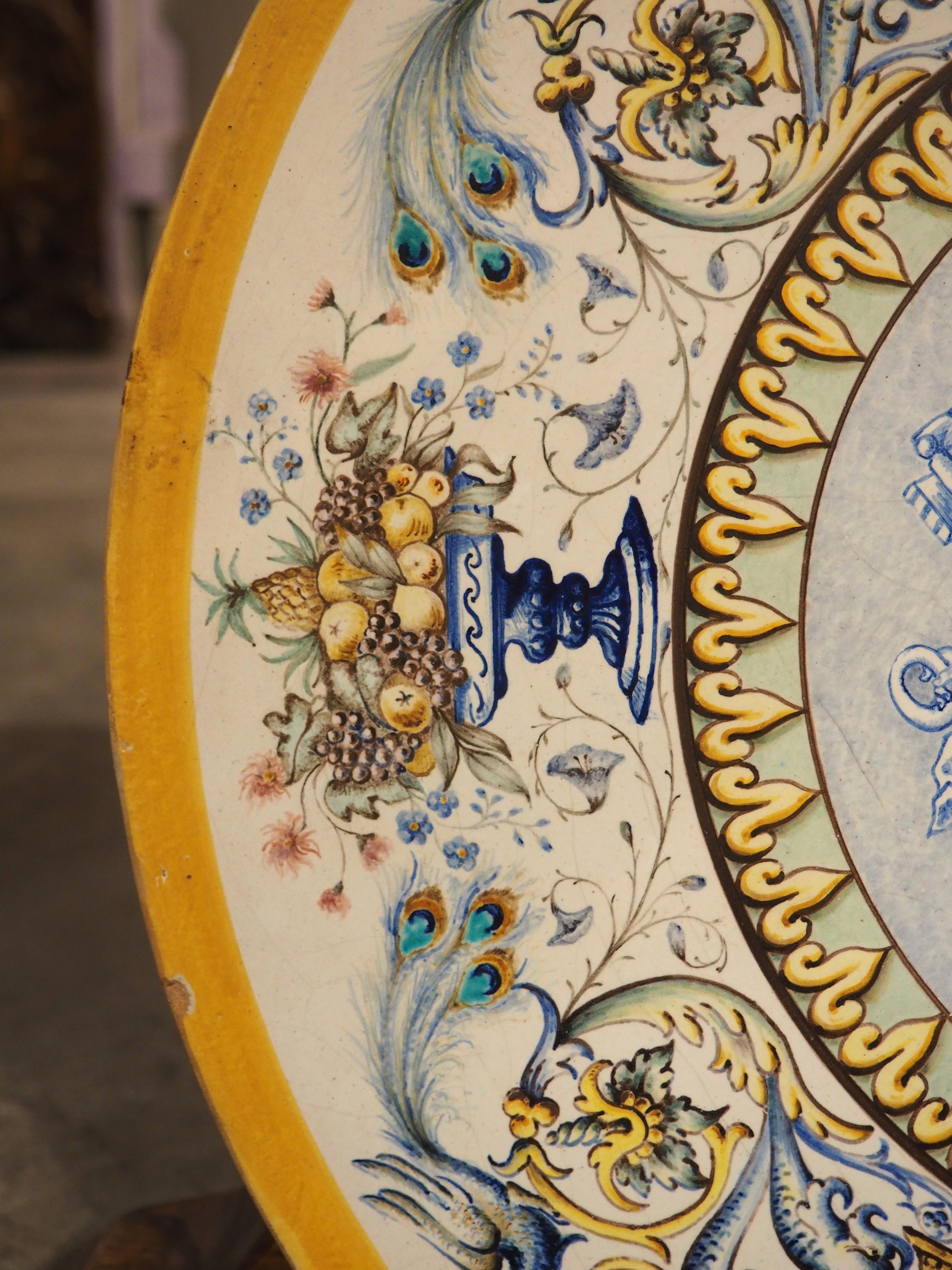 Peint à la main Antique French Faience Platter by La Manufacture de Madame Veuve Dumas, 19th C. en vente