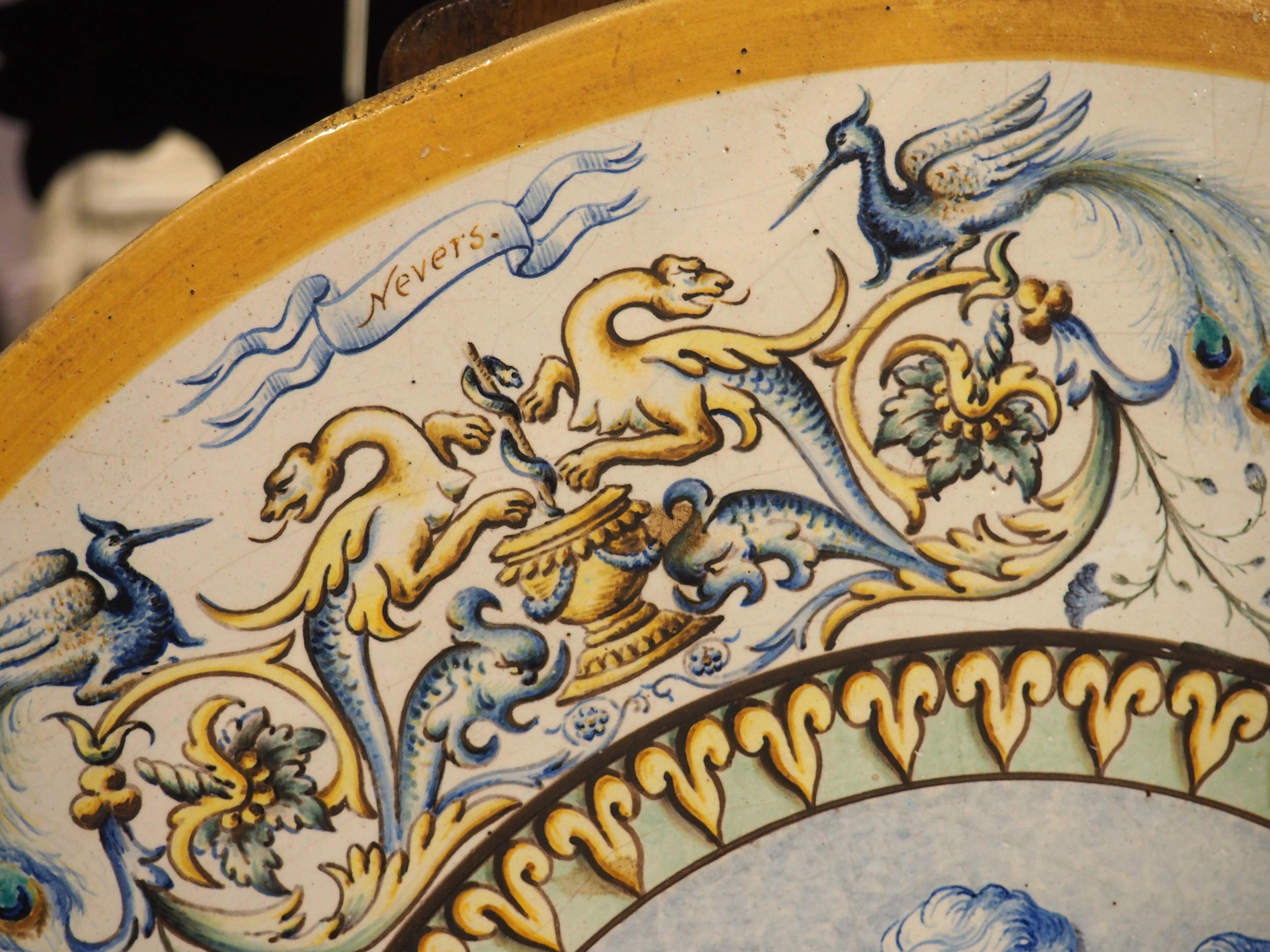 Antique French Faience Platter by La Manufacture de Madame Veuve Dumas, 19th C. Bon état - En vente à Dallas, TX