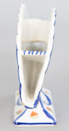 Antique French Faience Quimper Fan Flower Vase