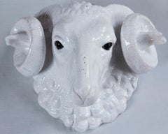 Antique French Faience Ram's Head, Bavent, circa 1900