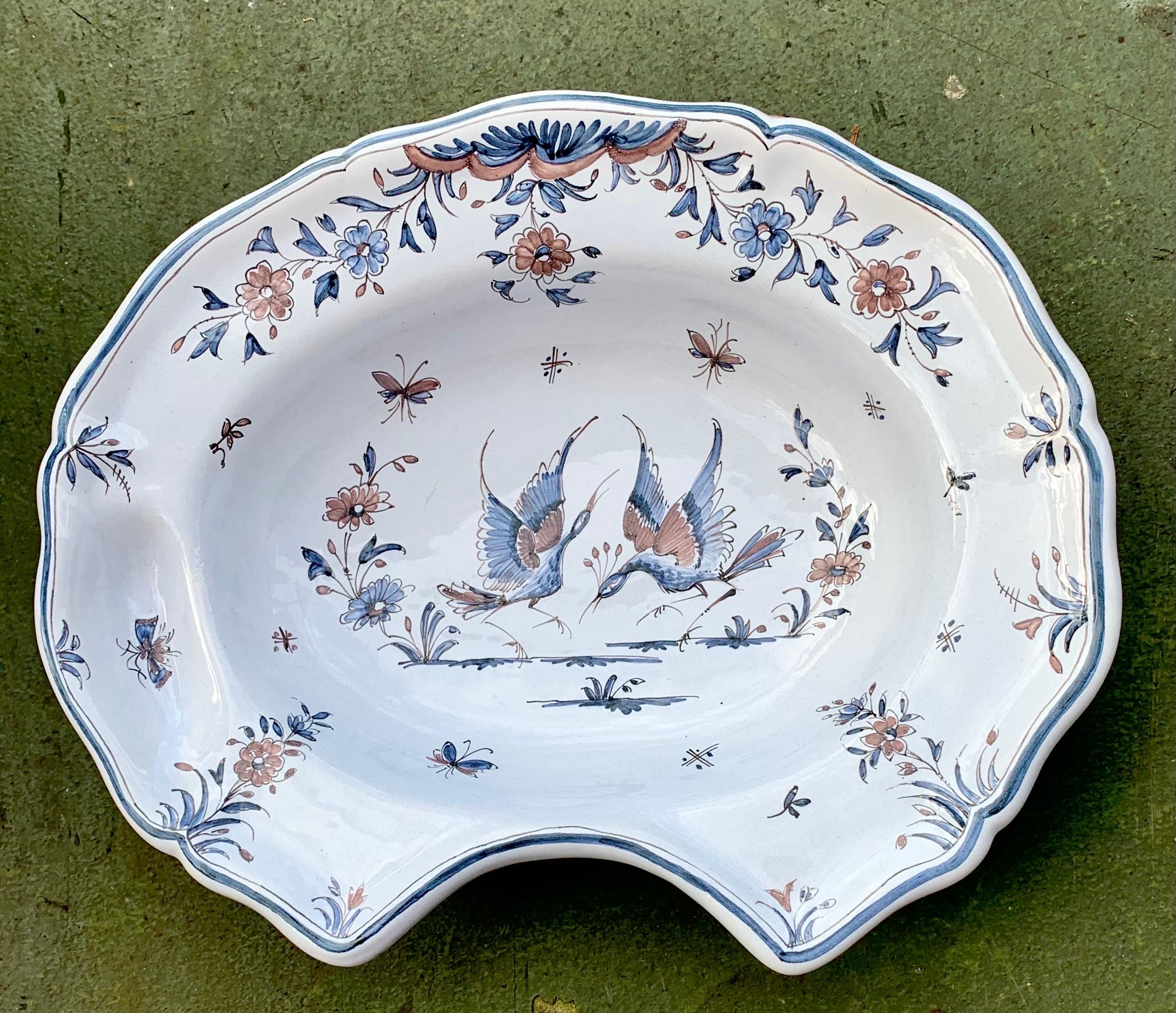 Antique French Faience Shaving Bowl For Sale 2