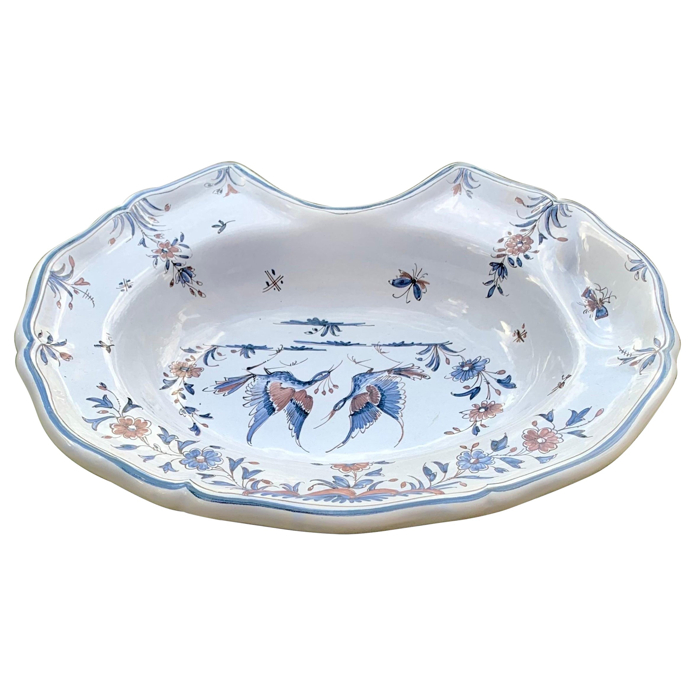 Antique French Faience Shaving Bowl