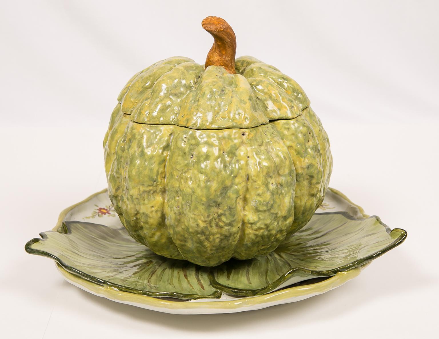 Rococo Antique French Faience Tureen Modeled as a Pumpkin 18th Century