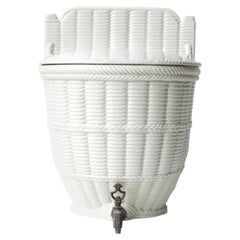 Antique French Faience Contenitore d'acqua a parete di Creil et Montereau