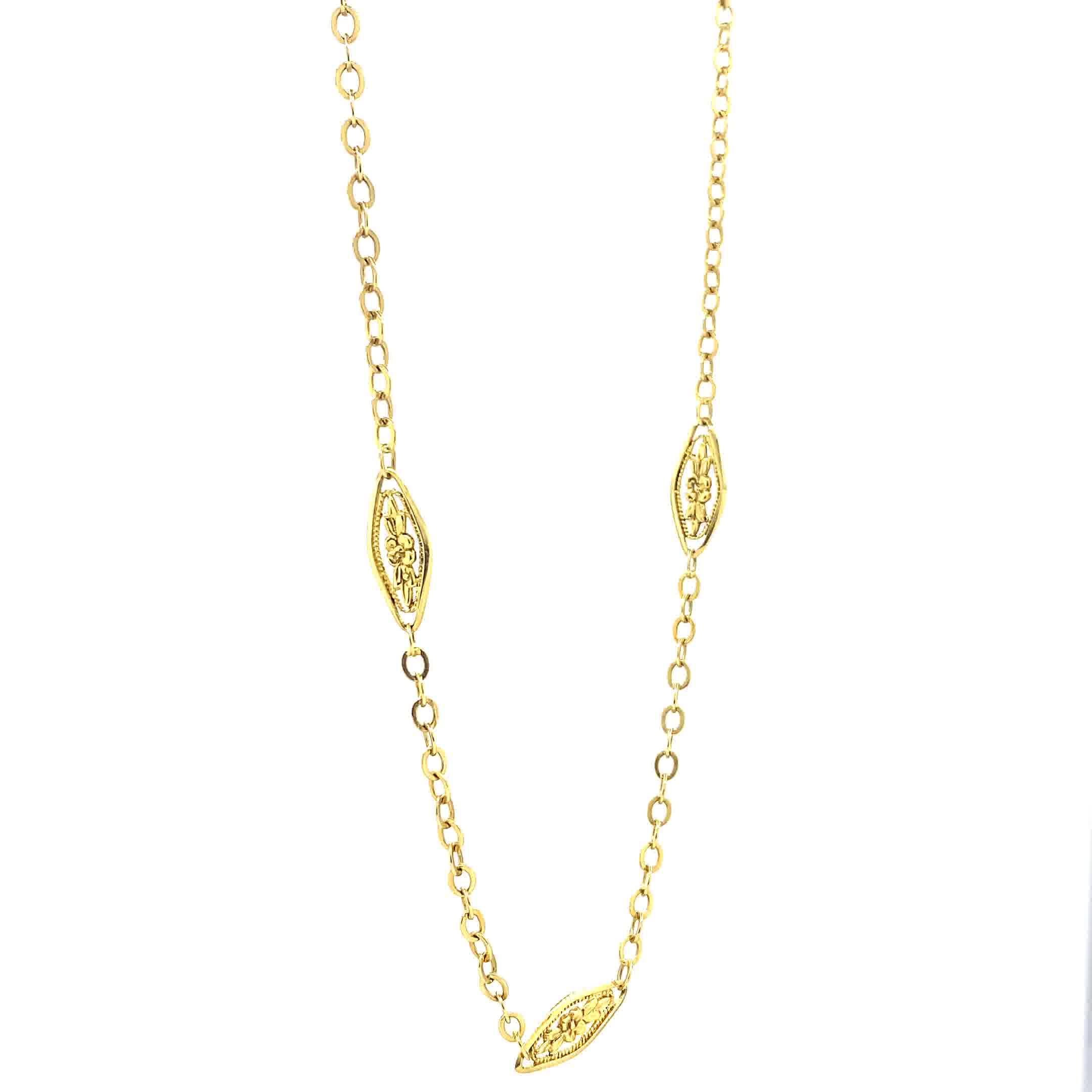 Belle Époque Antique French Fancy Link 18 Karat Gold Chain