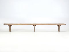Antique French Farm House Bench in White Oak Completely Original Circa 1800's