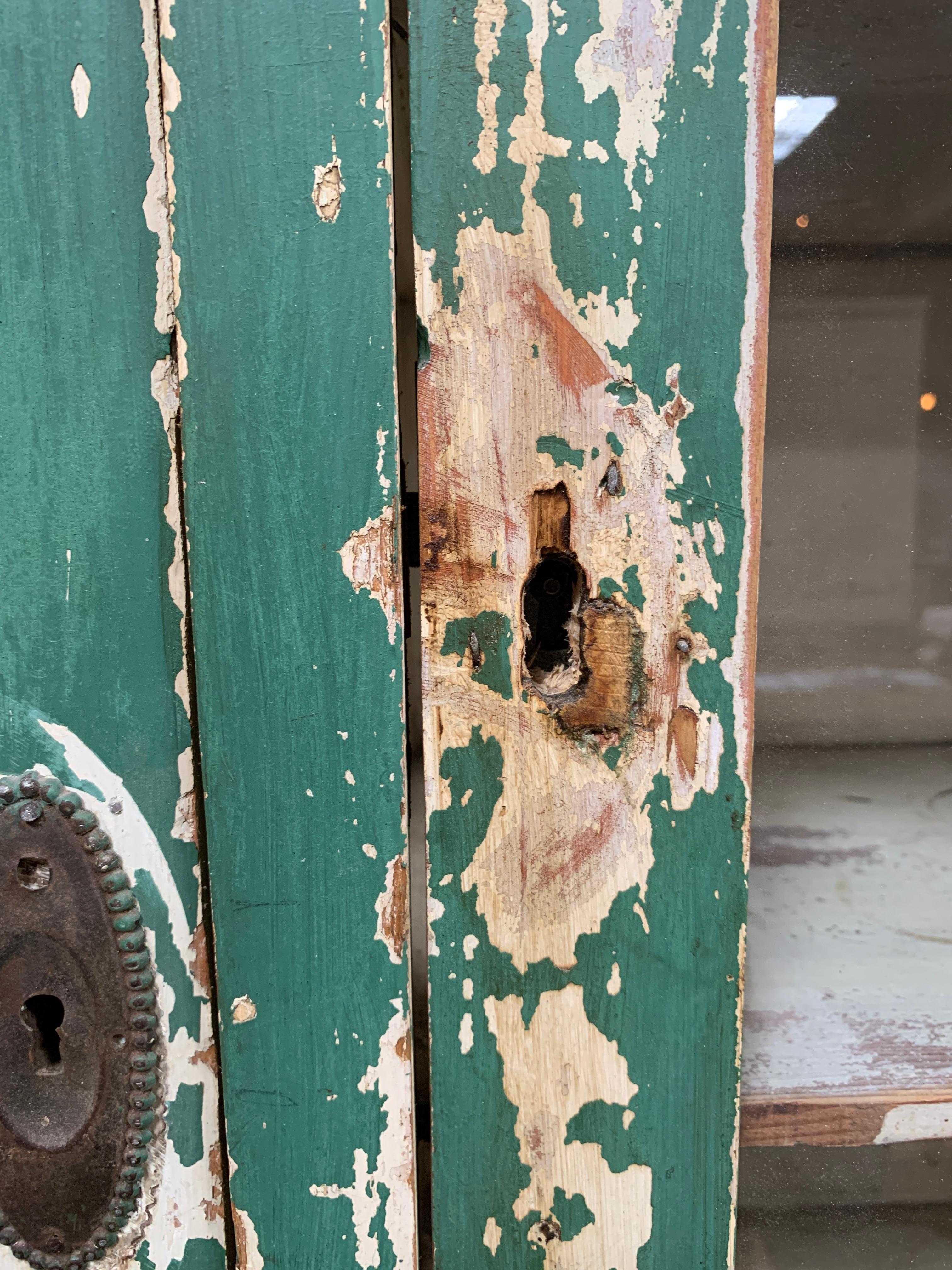 Wood Antique French Farm-Style Cabinet with Hutch