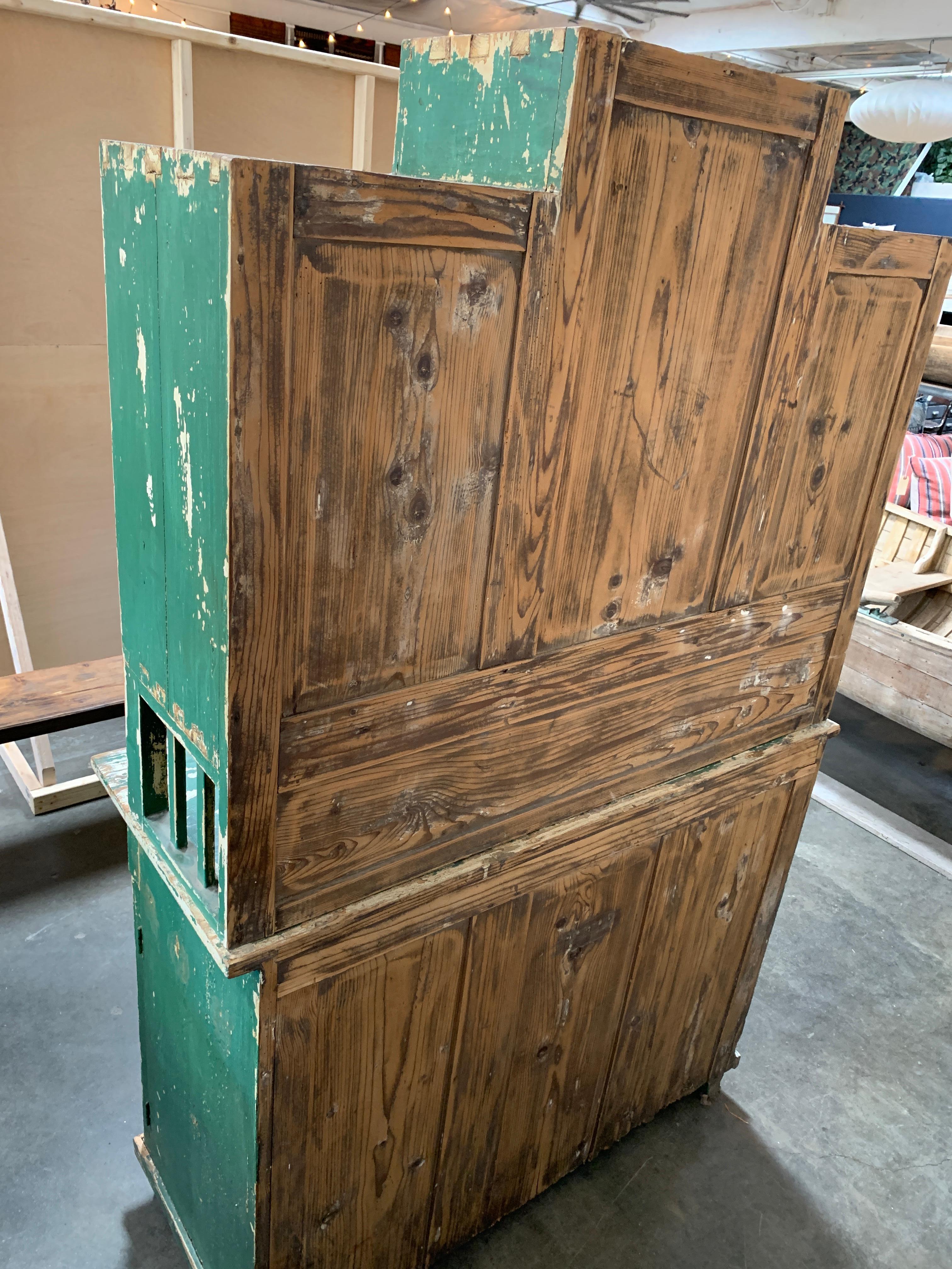 antique french farm-style cabinet with hutch