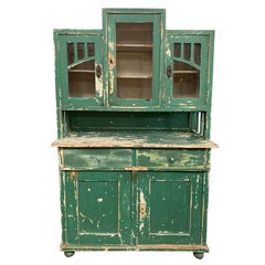 Vintage French Farm-Style Cabinet with Hutch