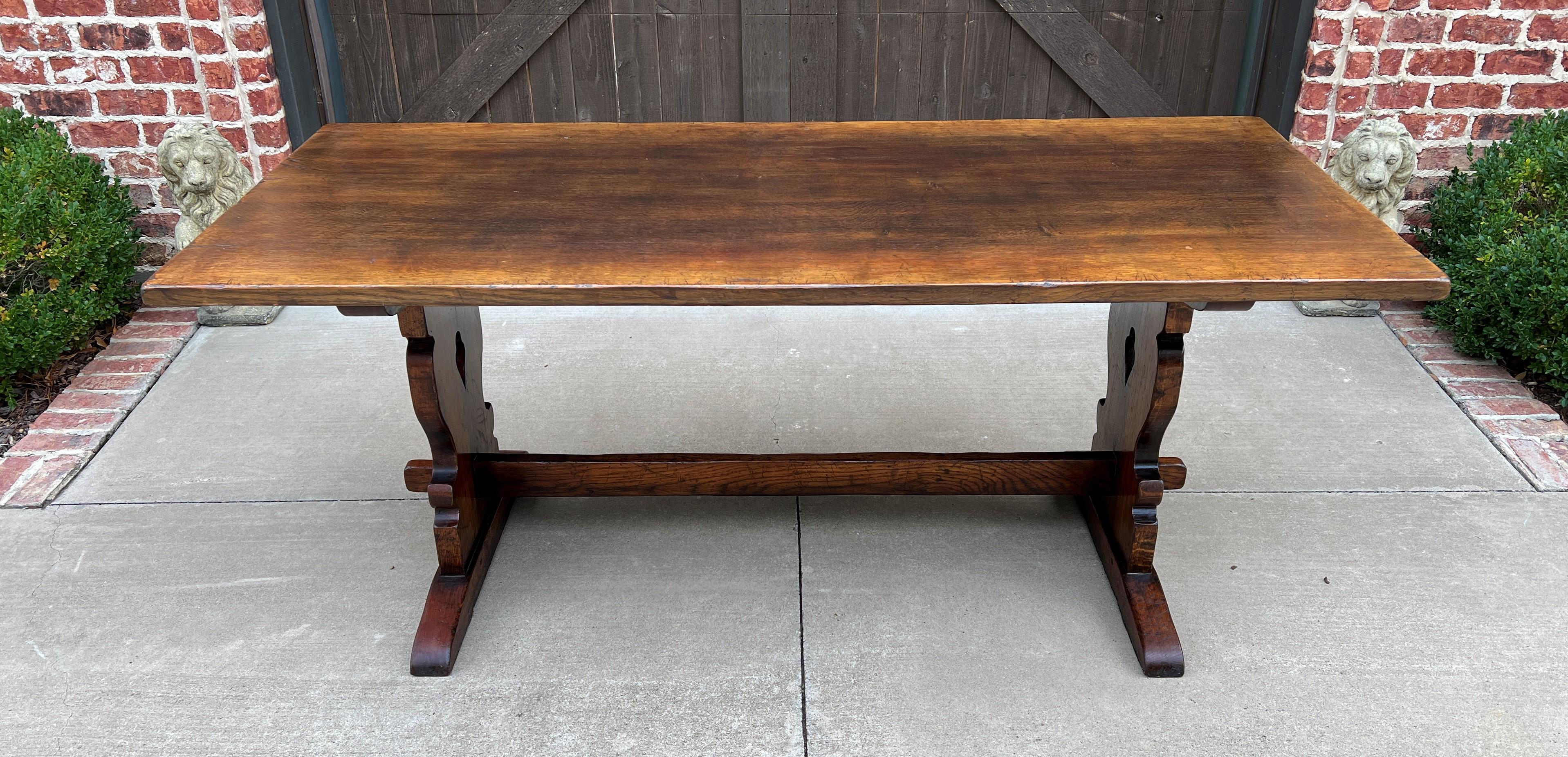 Charming antique French country Farm Farmhouse Breakfast Dining Table or Desk with Trestle Base~~c. 1920s

This table has 
