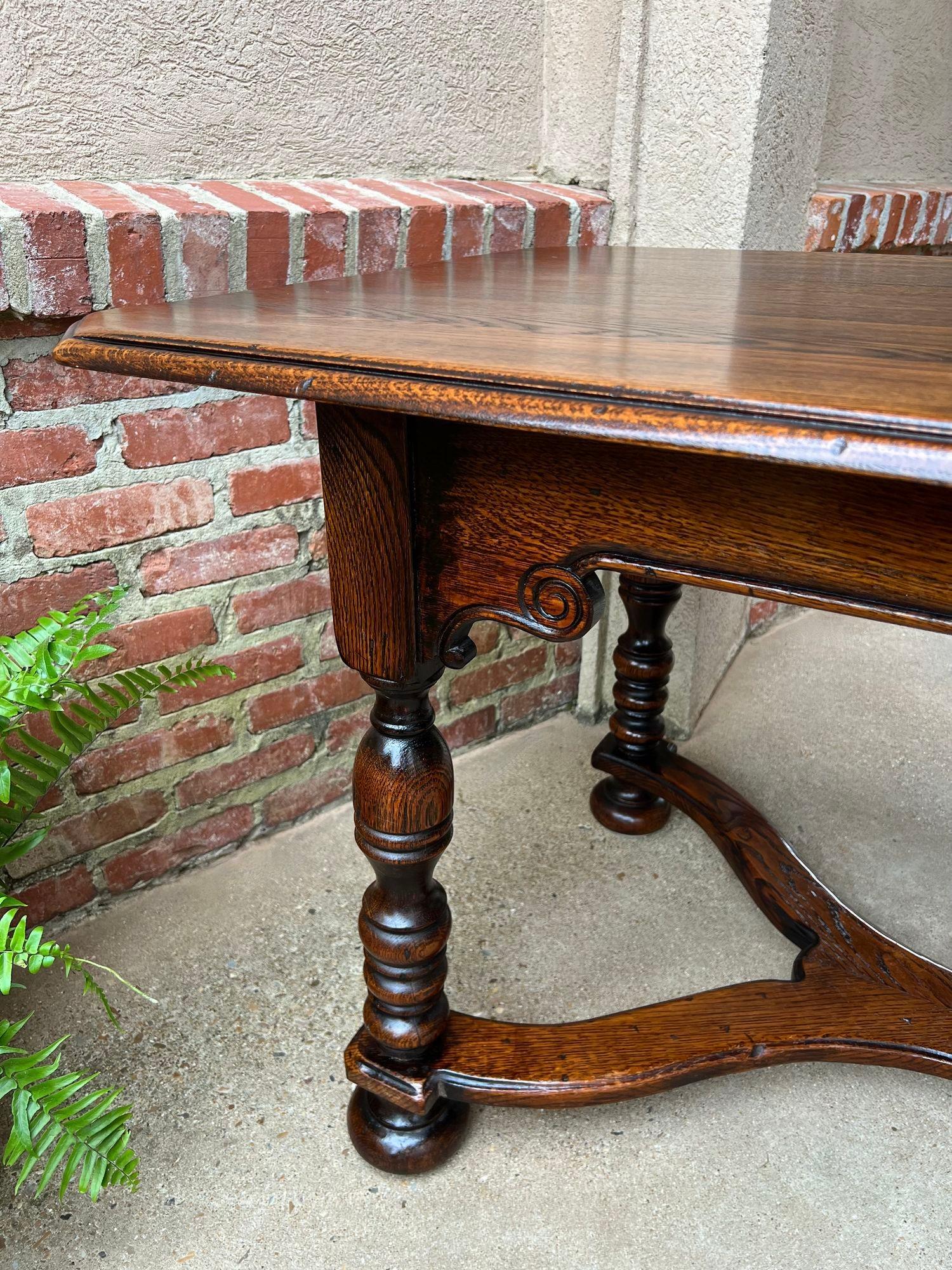 Antique French Farm Table Dining Library Desk Carved Oak Farmhouse 8