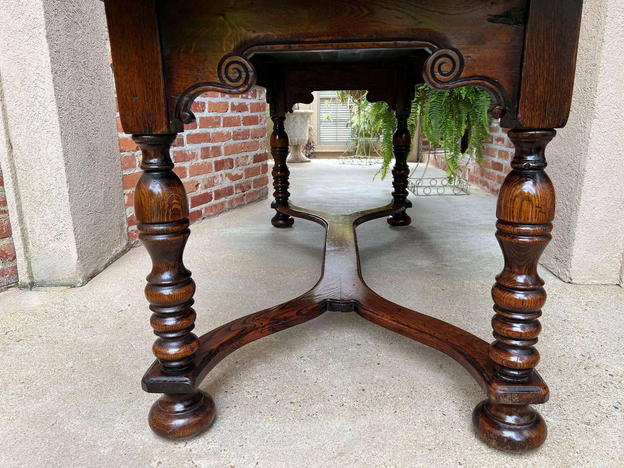 Antique French Farm Table Dining Library Desk Carved Oak Farmhouse In Excellent Condition In Shreveport, LA