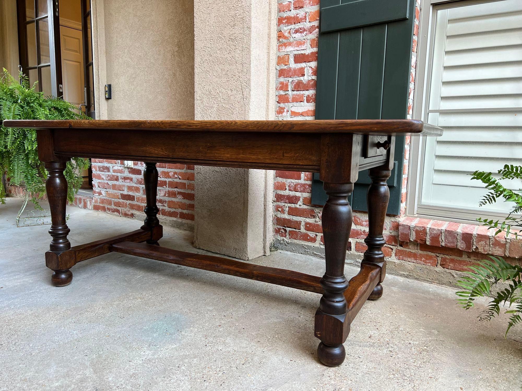 Antique French Farm Table Dining Library Desk Oak Farmhouse Conference In Good Condition In Shreveport, LA