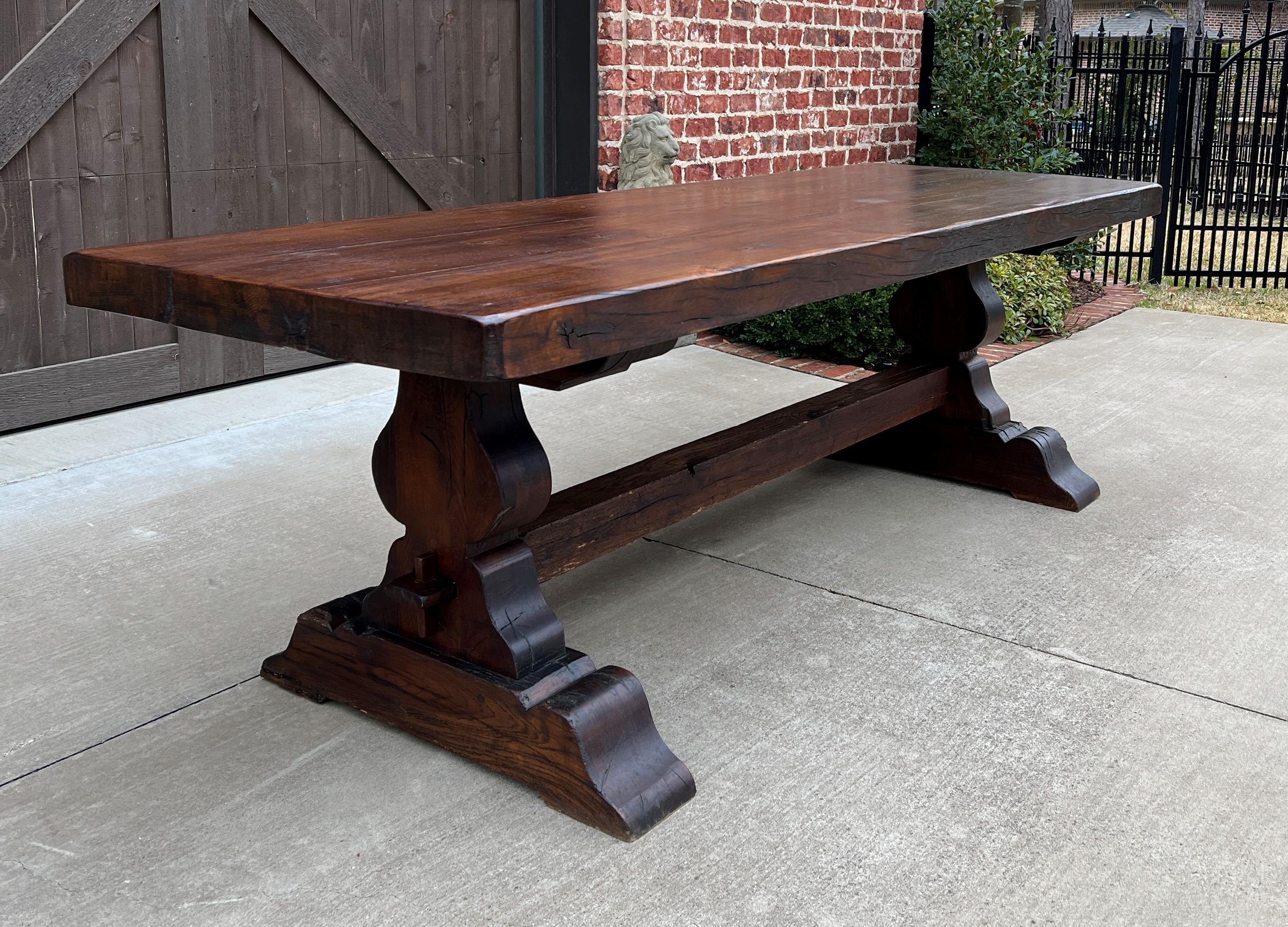 Superb antique french country oak monastery farm farmhouse dining table conference library table or desk with trestle base~~c. Early 19th century

This table has 