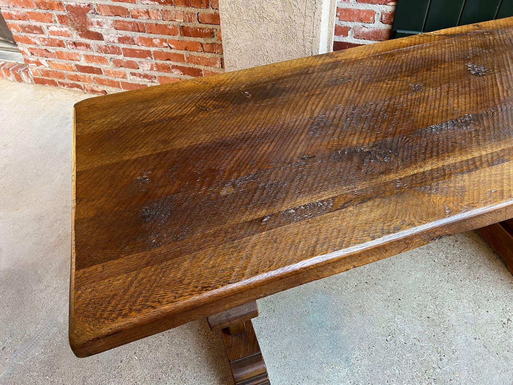 Antique French Farm Table Dining Trestle Desk Oak 6 ft Conference circa1850 9