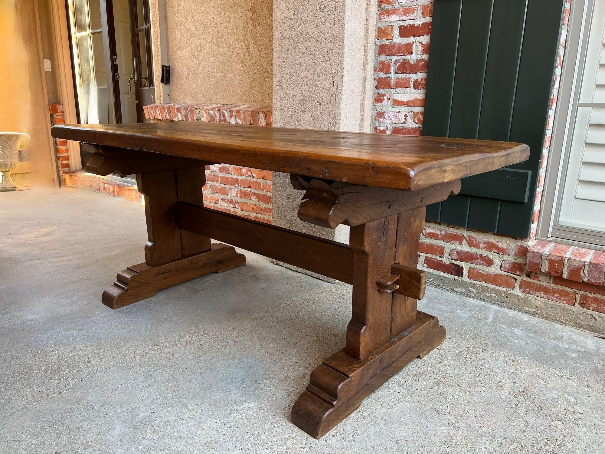 French Provincial Antique French Farm Table Dining Trestle Desk Oak 6 ft Conference circa1850