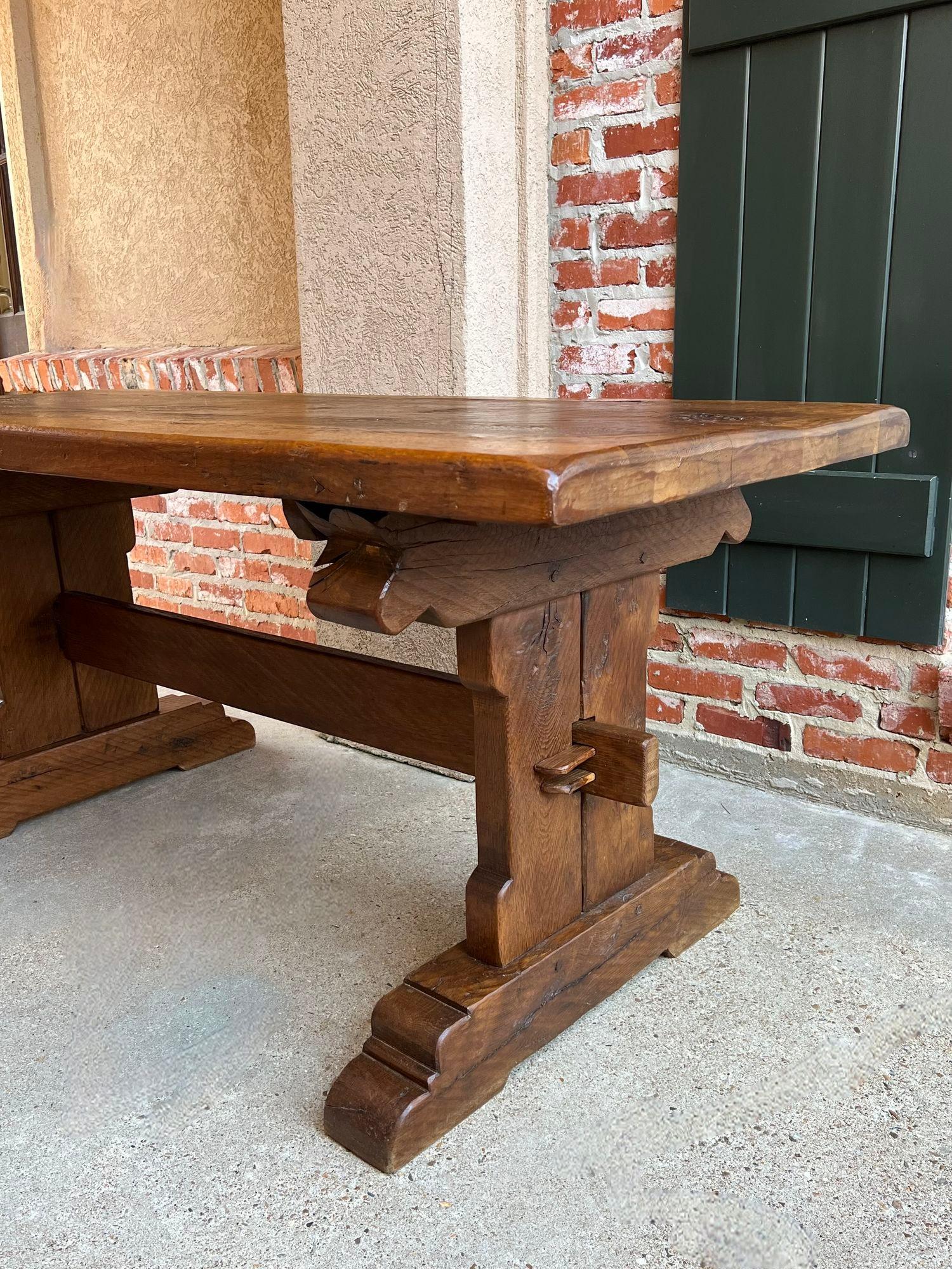 Antique French Farm Table Dining Trestle Desk Oak 6 ft Conference circa1850 In Good Condition In Shreveport, LA