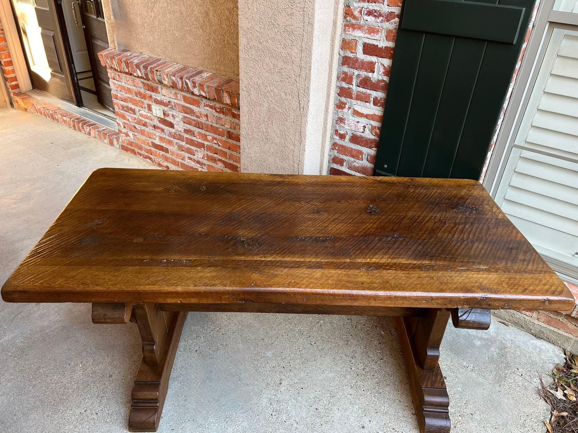 19th Century Antique French Farm Table Dining Trestle Desk Oak 6 ft Conference circa1850