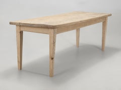 Antique French Farm Table in Figured Beech Wood Very Rare 2-Board Top 1800's