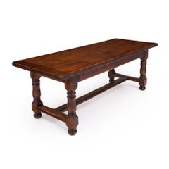 Antique French Farm Table, Solid Wood, Dovetailed Drawer, Circa 1900