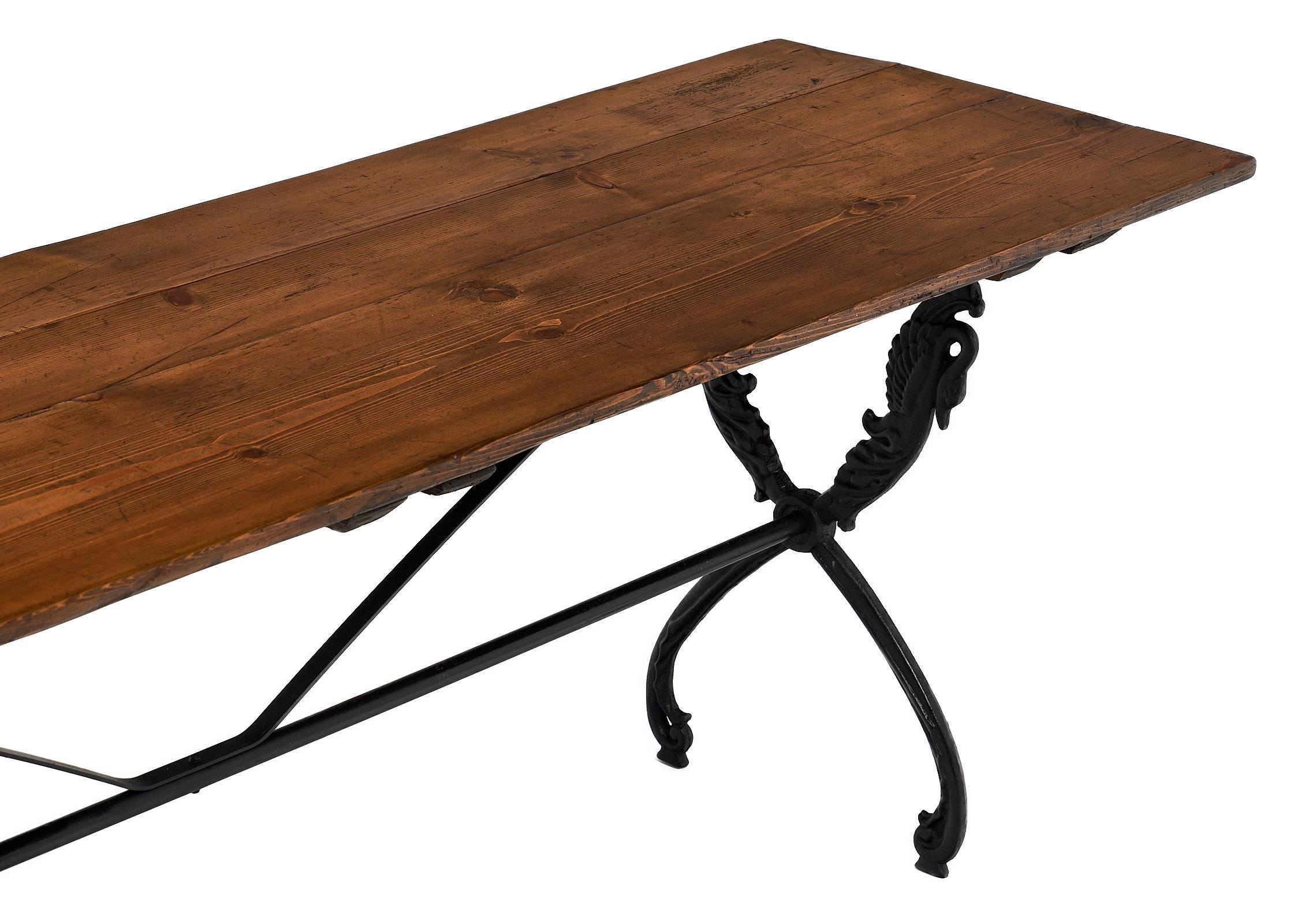 Antique French Farm Table with Iron Base In Good Condition In Austin, TX