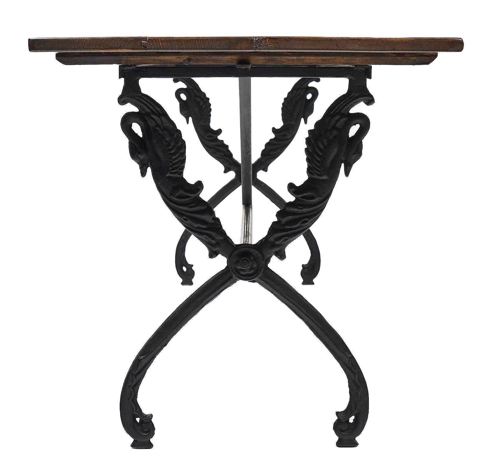 Antique French Farm Table with Iron Base 1