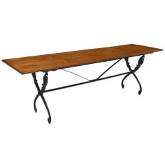 Antique French Farm Table with Iron Base