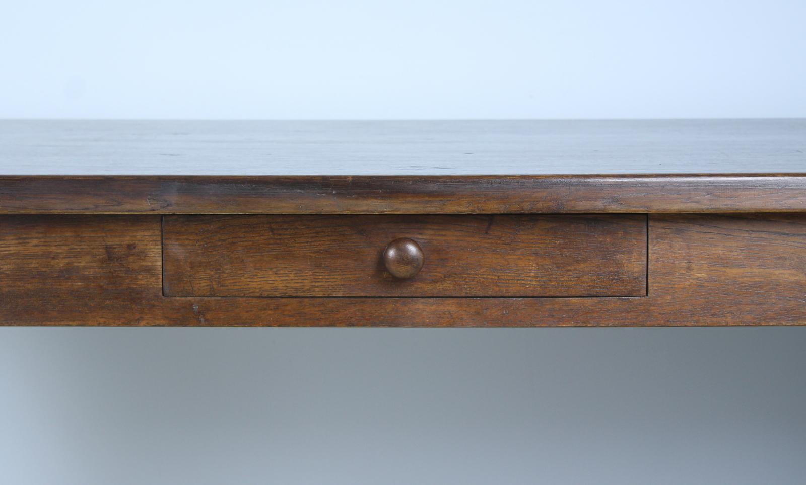 Antique French Farm Table with One Drawer and Thick Top For Sale 1