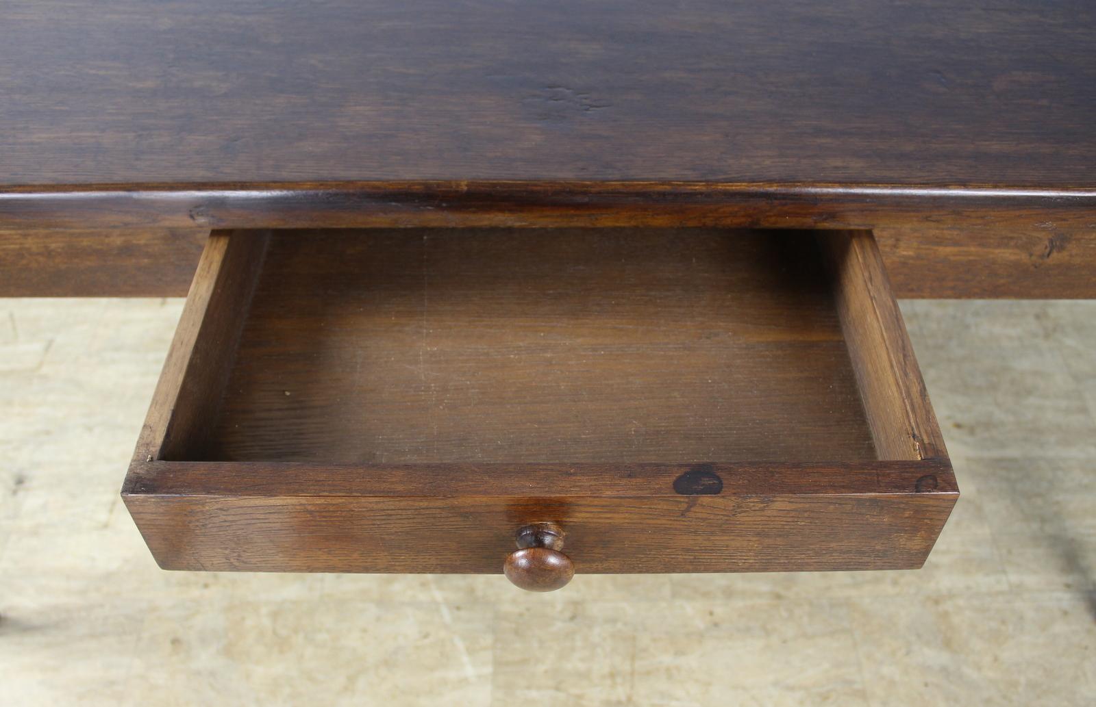 Antique French Farm Table with One Drawer and Thick Top For Sale 2