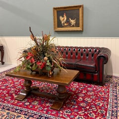 Antique French Farmhouse Coffee Table Bench Baluster Pedestal Oak c.1930s