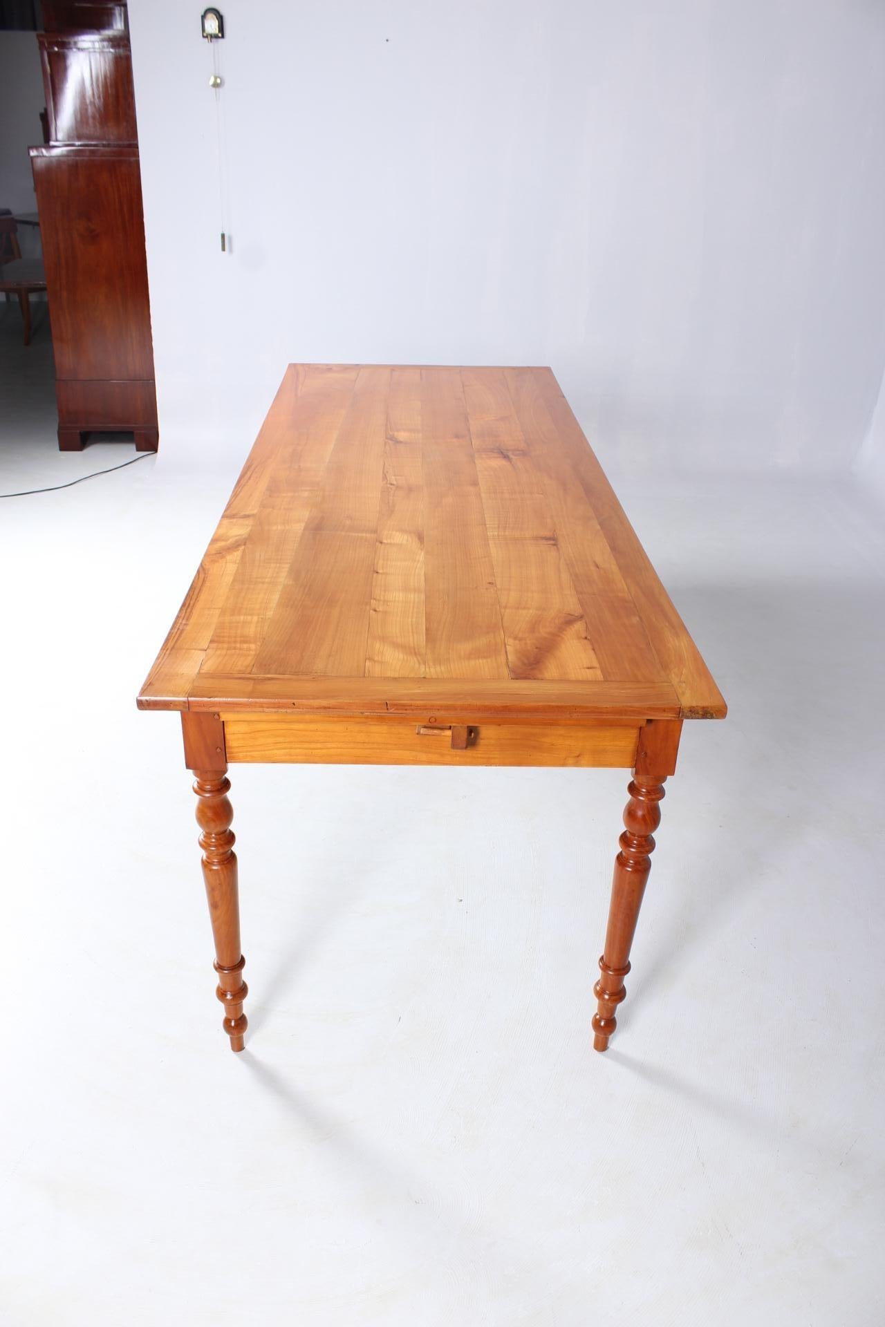 Antique French Farmhouse Dining Room Table, Cherrywood, with Extension 6