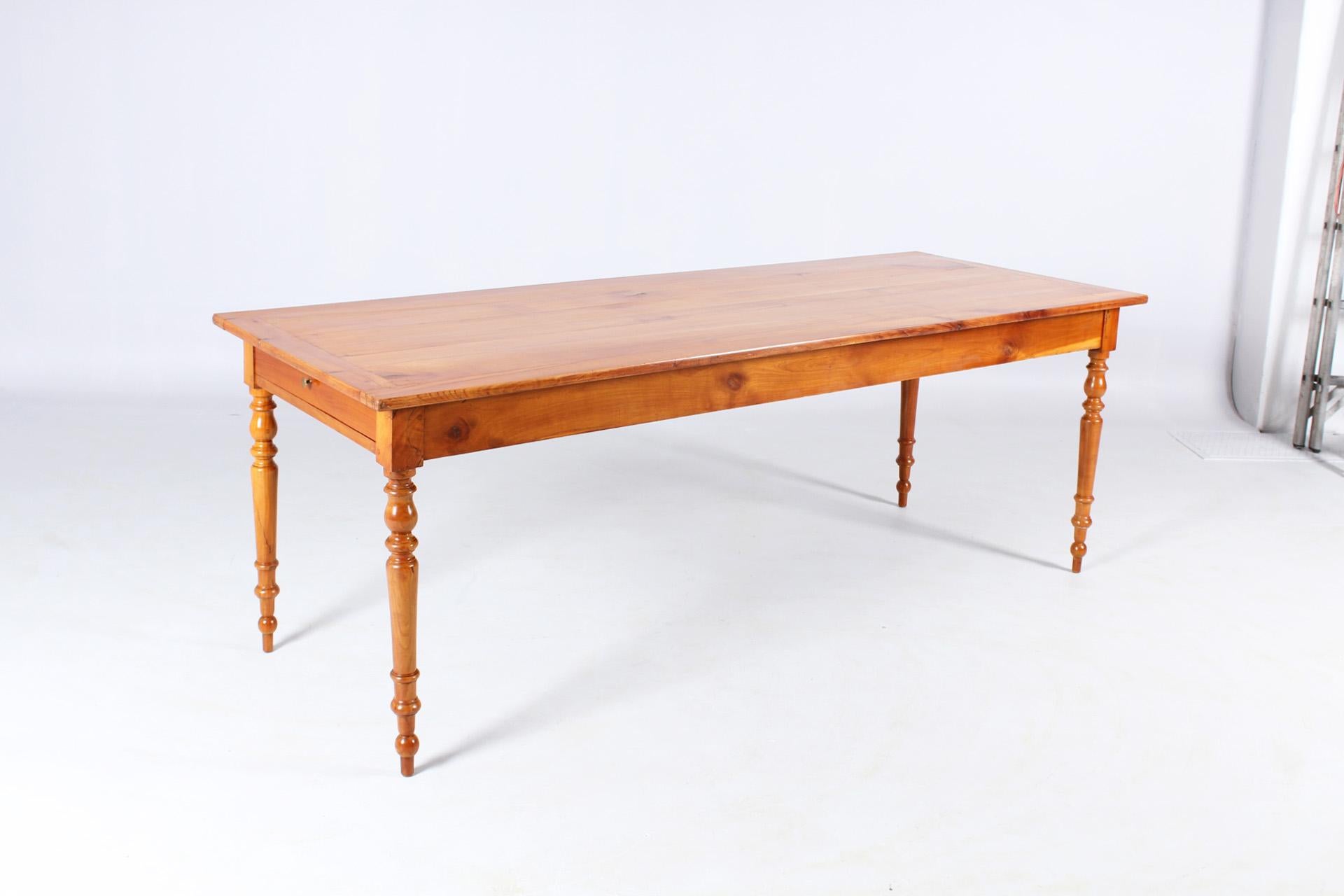 Antique French Farmhouse Dining Room Table, Cherrywood, with Extension 9