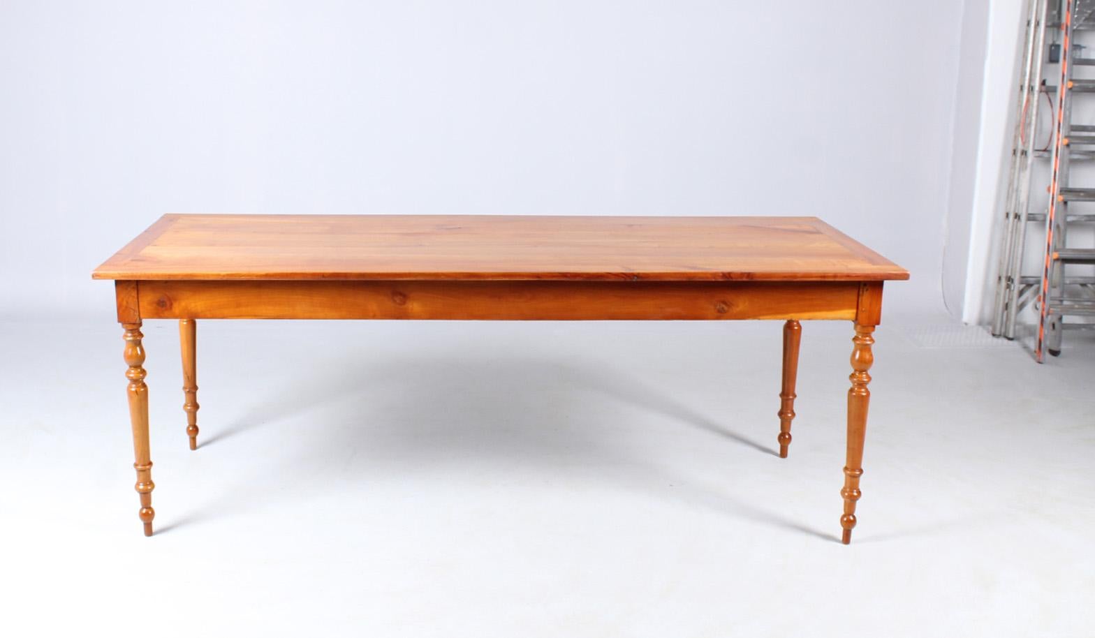 20th Century Antique French Farmhouse Dining Room Table, Cherrywood, with Extension