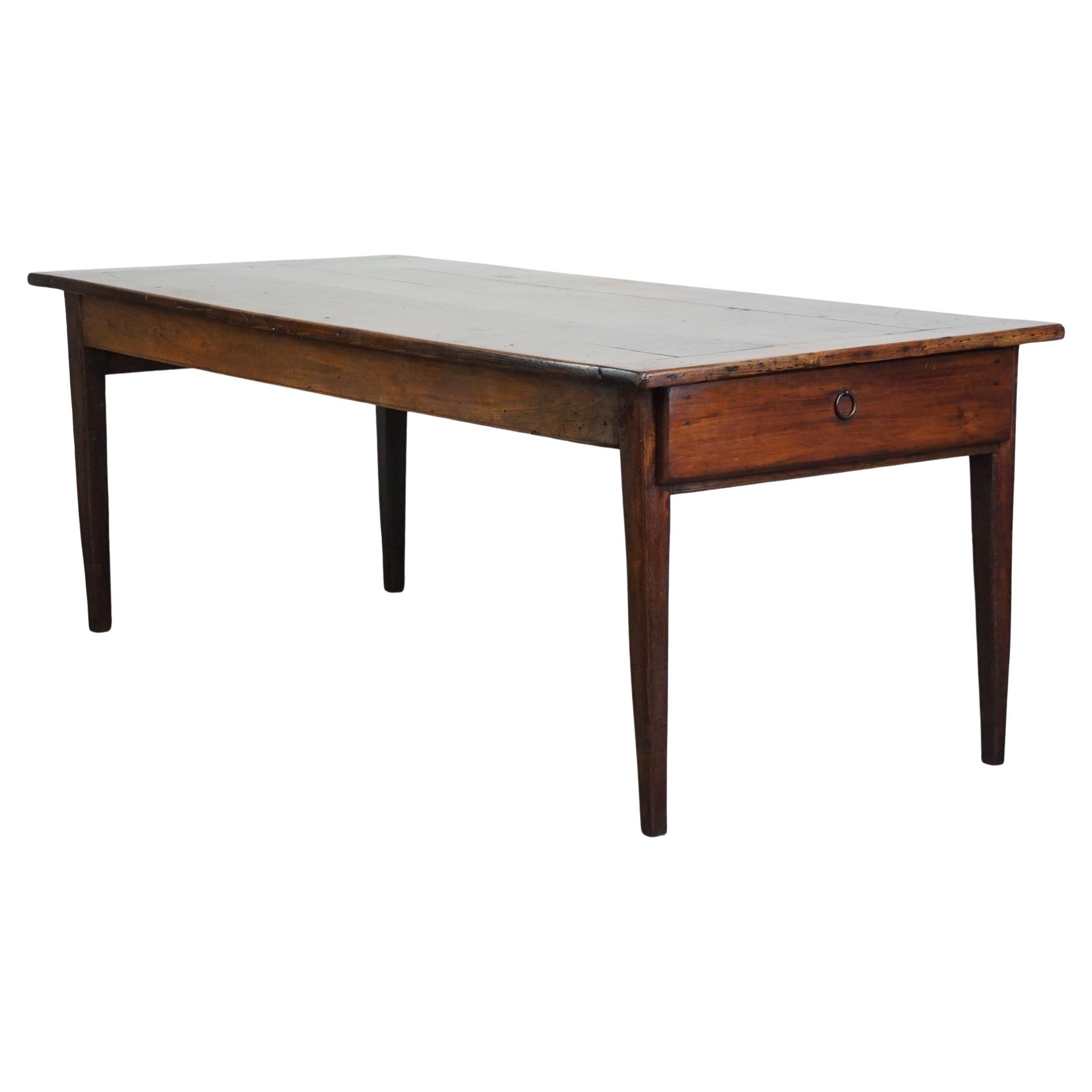 Antique French farmhouse dining table with 2 drawers For Sale at 1stDibs