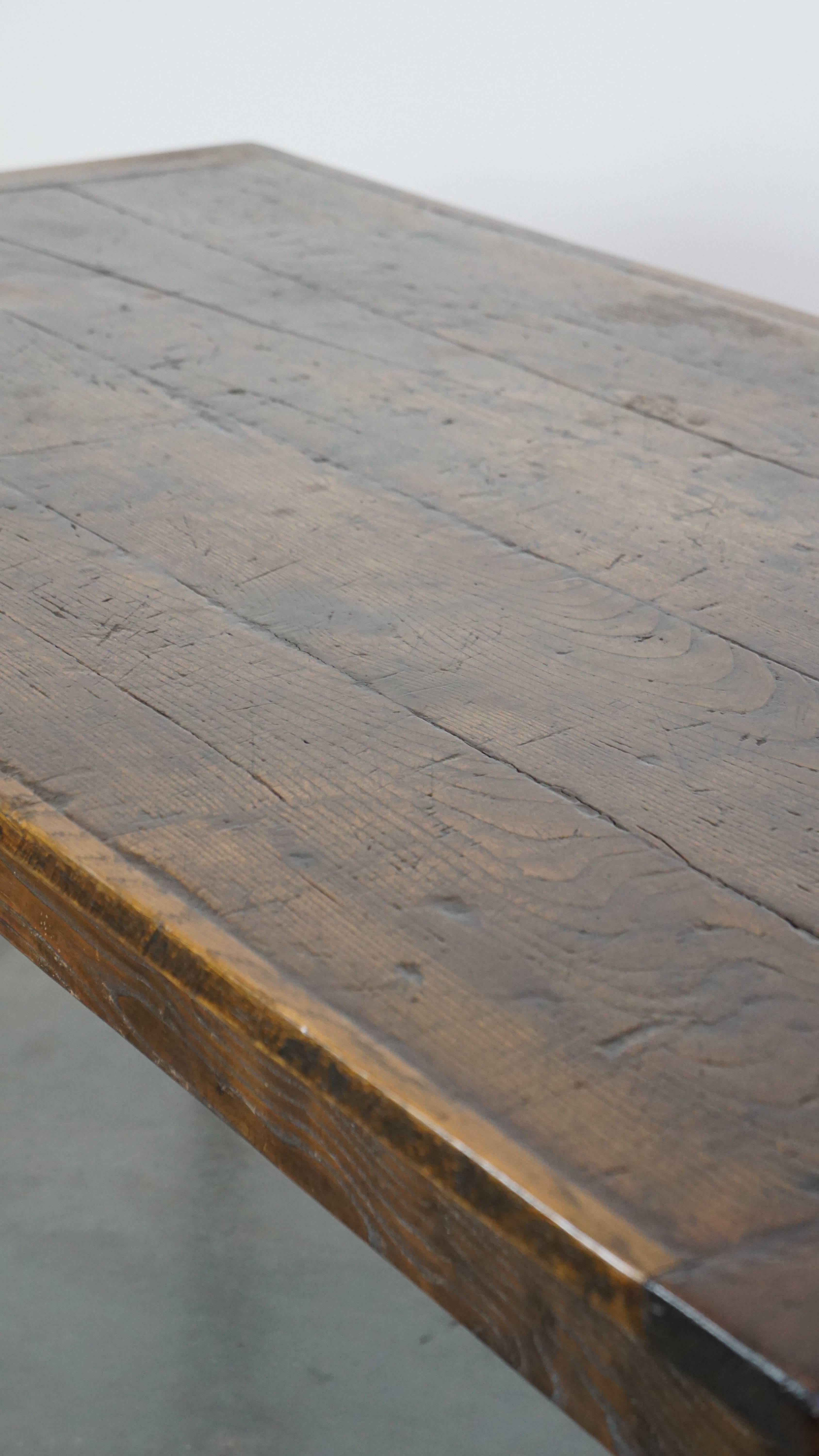Antique French farmhouse dining table with original details and a drawer 204x87 6